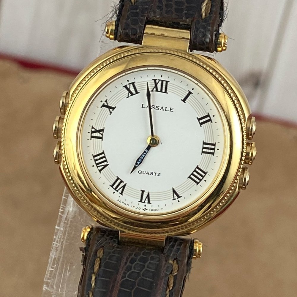 Vintage Lassale Gold Plated Quartz Roman Numeral Dress Watch